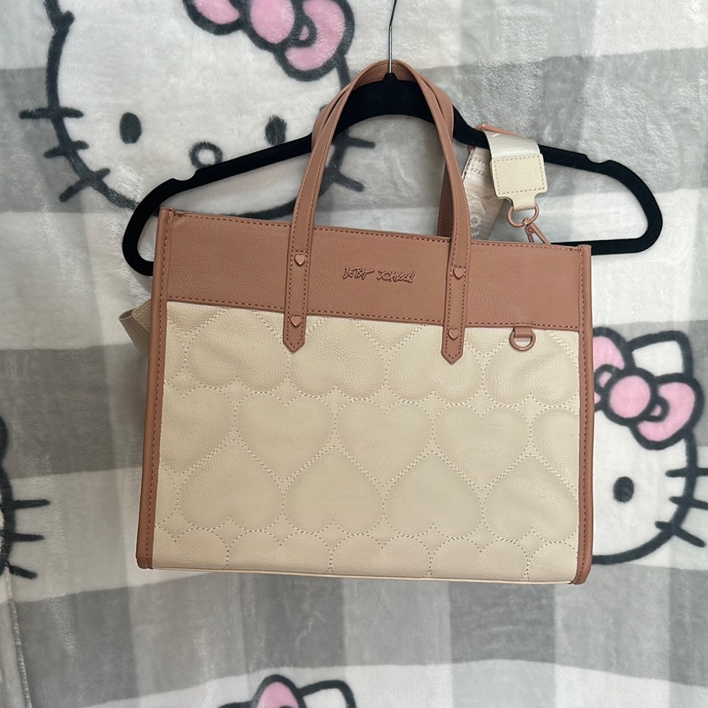 Betsey Johnson Cream and Tan Tote Bag Elegant Everyday Style
